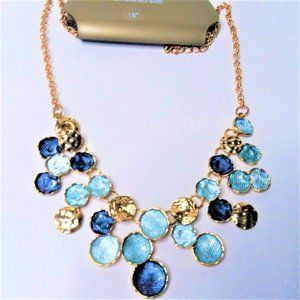 Necklace Y2K Beautiful Gold Blue Adjustable NY Trendy Glam Stylish Reto Gemstone